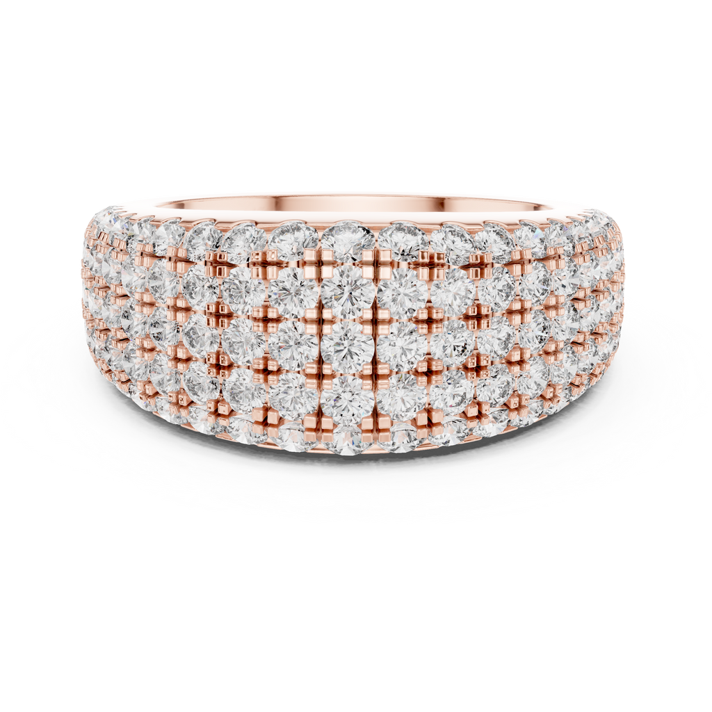 Glintora Diamond Band Rose Gold Plated multi-row diamond style ring by House of Vajr