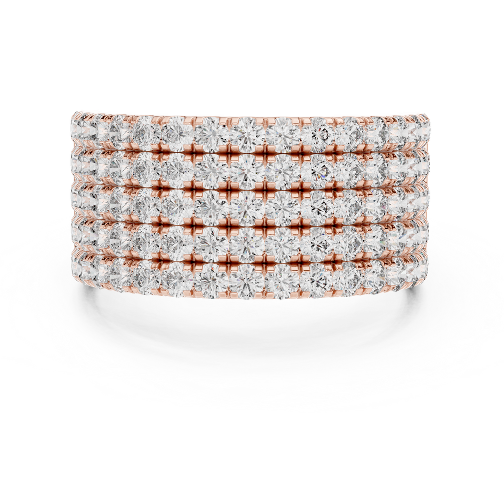 Illumara Luxe Band Rose Gold Plated multi-row diamond style ring by House of Vajr