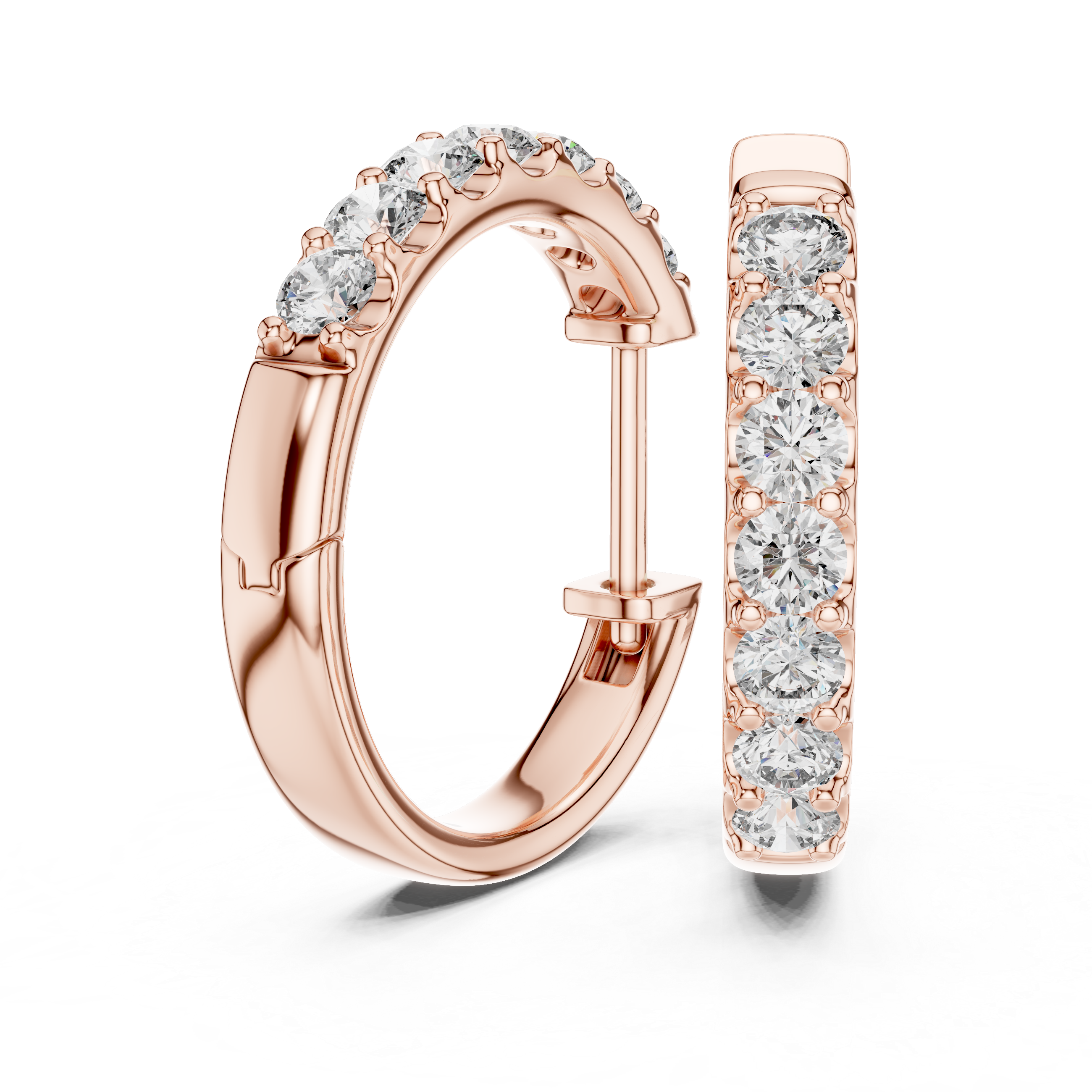 Luminous Diamond Huggies Rose Gold Plated Sparkling Hoop Earrings