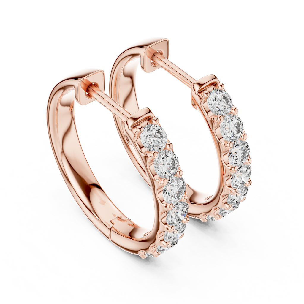Luminous Diamond Huggies Rose Gold Plated Sparkling Hoop Earrings