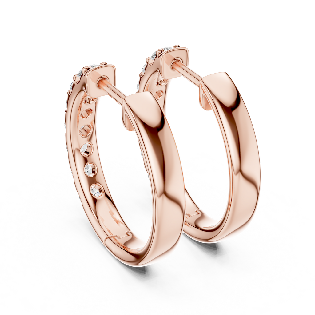Luminous Diamond Huggies Rose Gold Plated Sparkling Hoop Earrings
