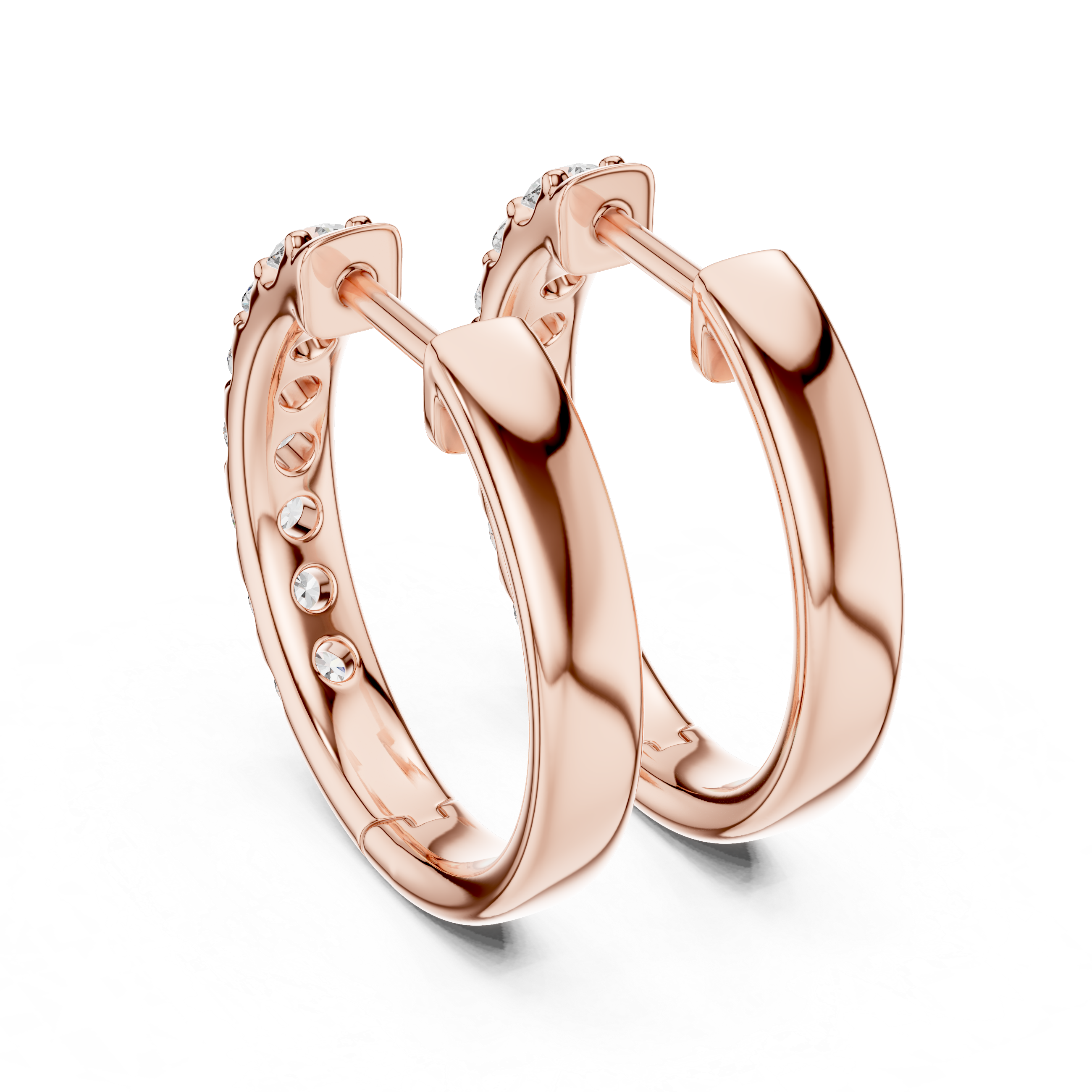 Luminous Diamond Huggies Rose Gold Plated Sparkling Hoop Earrings