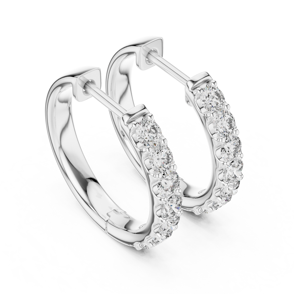 Luminous Diamond Huggies Silver Sparkling Hoop Earrings