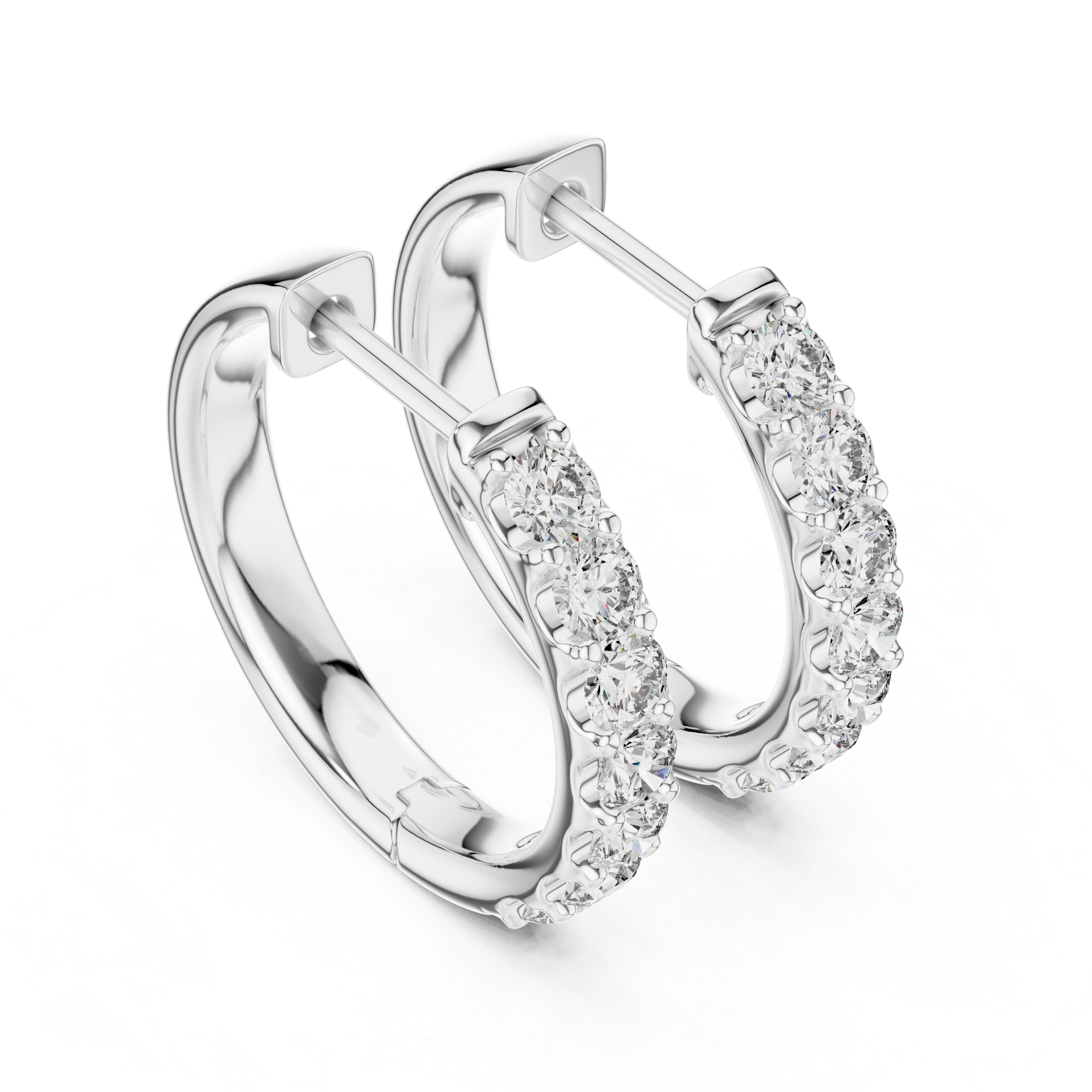 Luminous Diamond Huggies Silver Sparkling Hoop Earrings