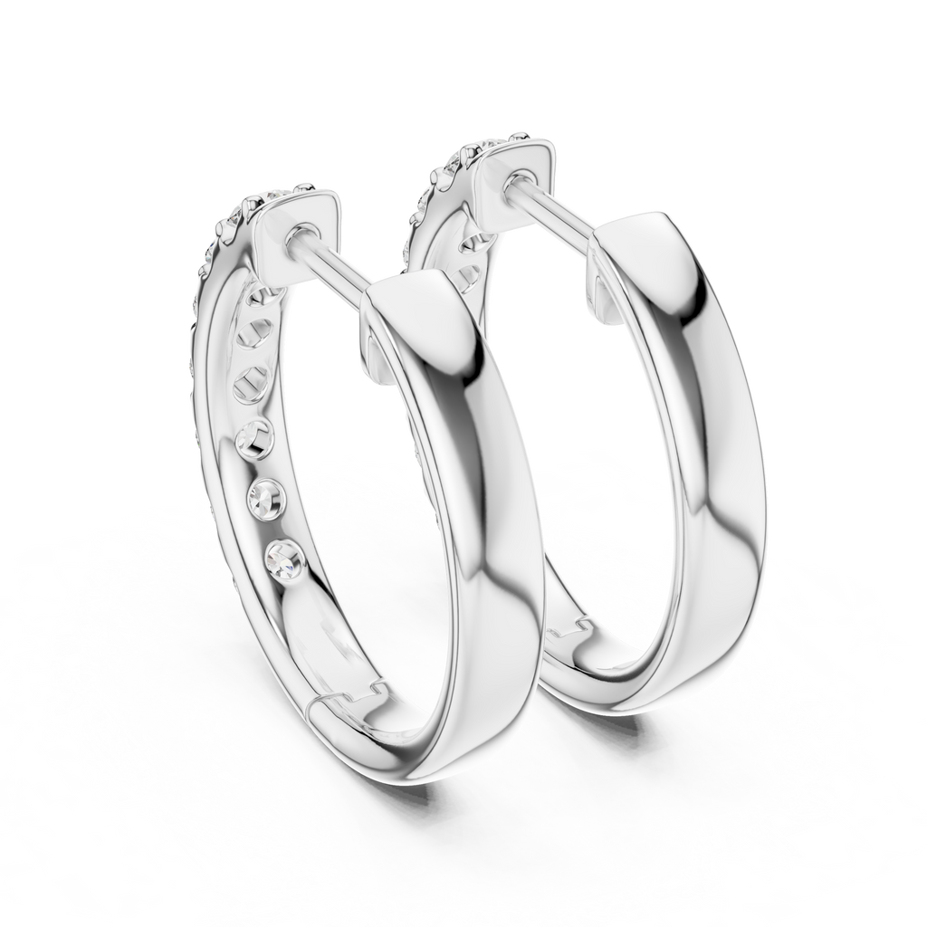 Luminous Diamond Huggies Silver Sparkling Hoop Earrings