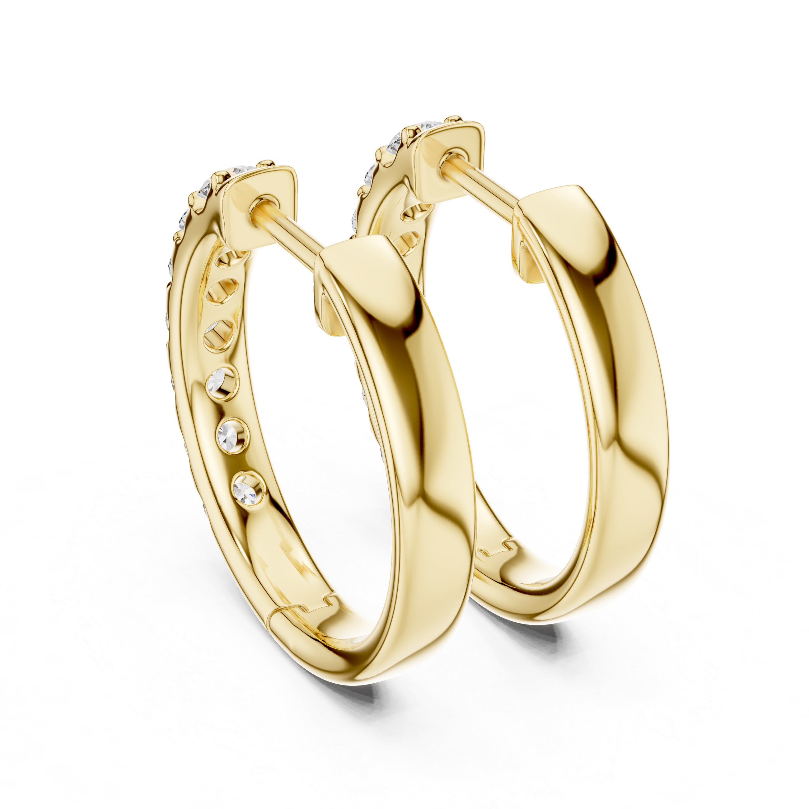 Luminous Diamond Huggies Gold Plated Sparkling Hoop Earrings