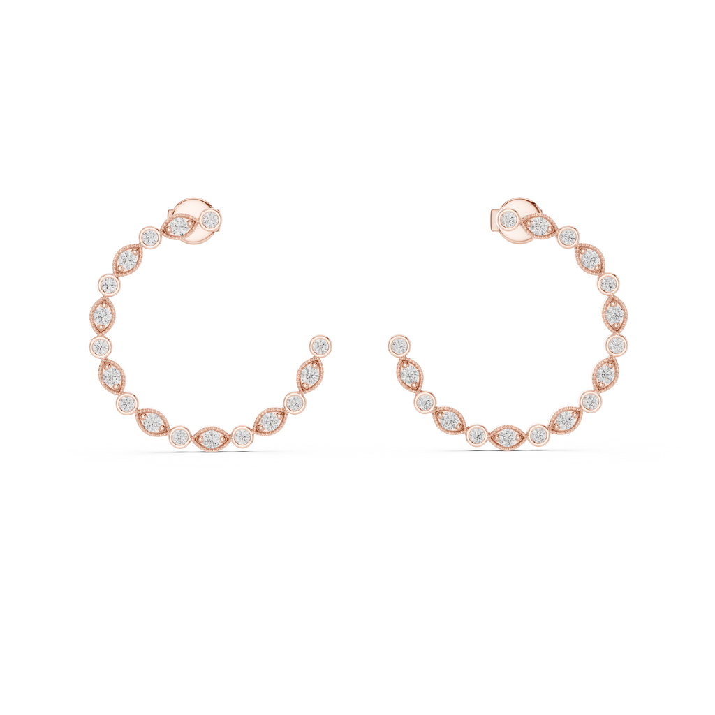 Celestial Bezel Hoops-rose gold
