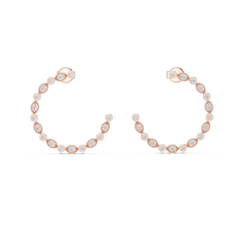 Celestial Bezel Hoops-rose gold
