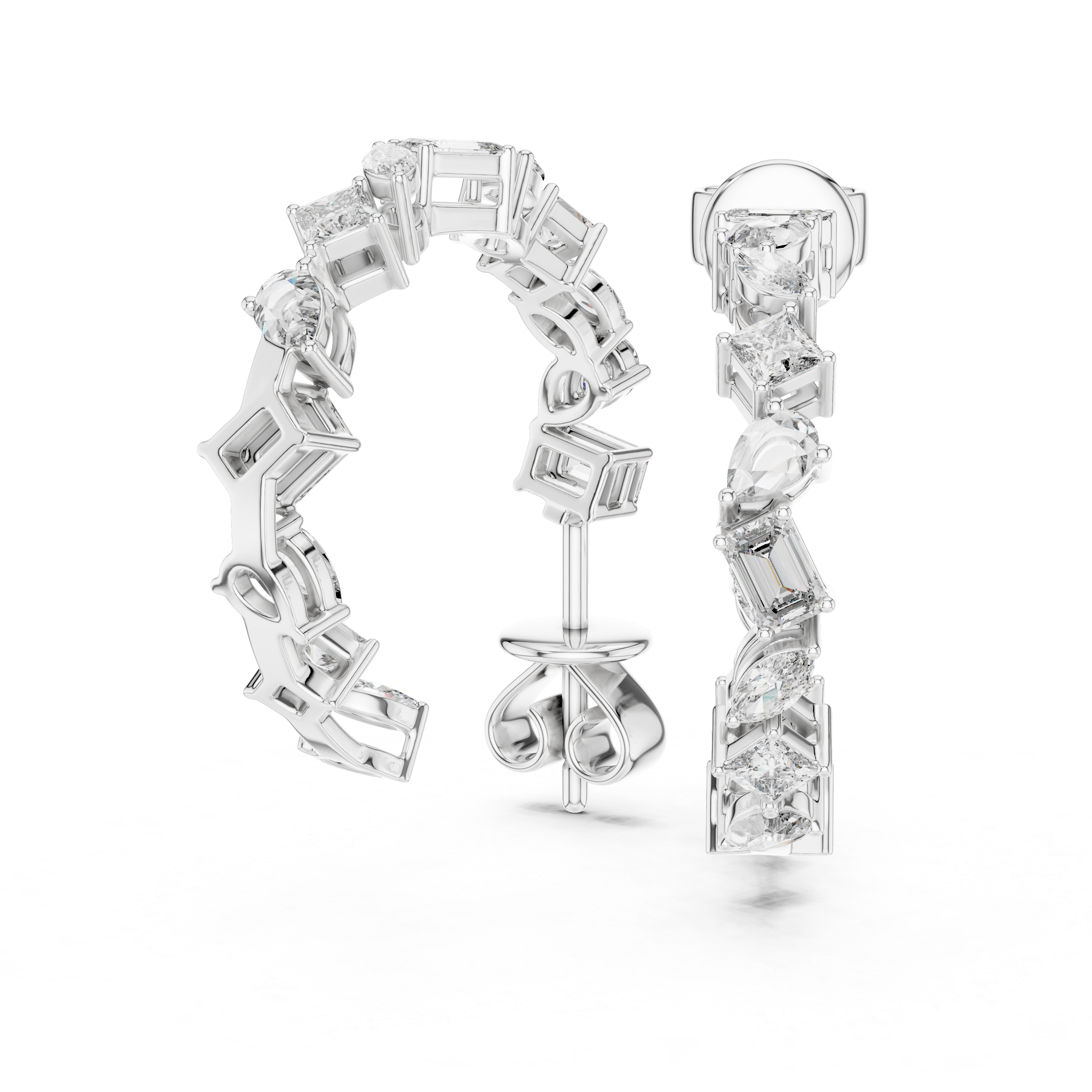 Glam Geometry Hoops-silver