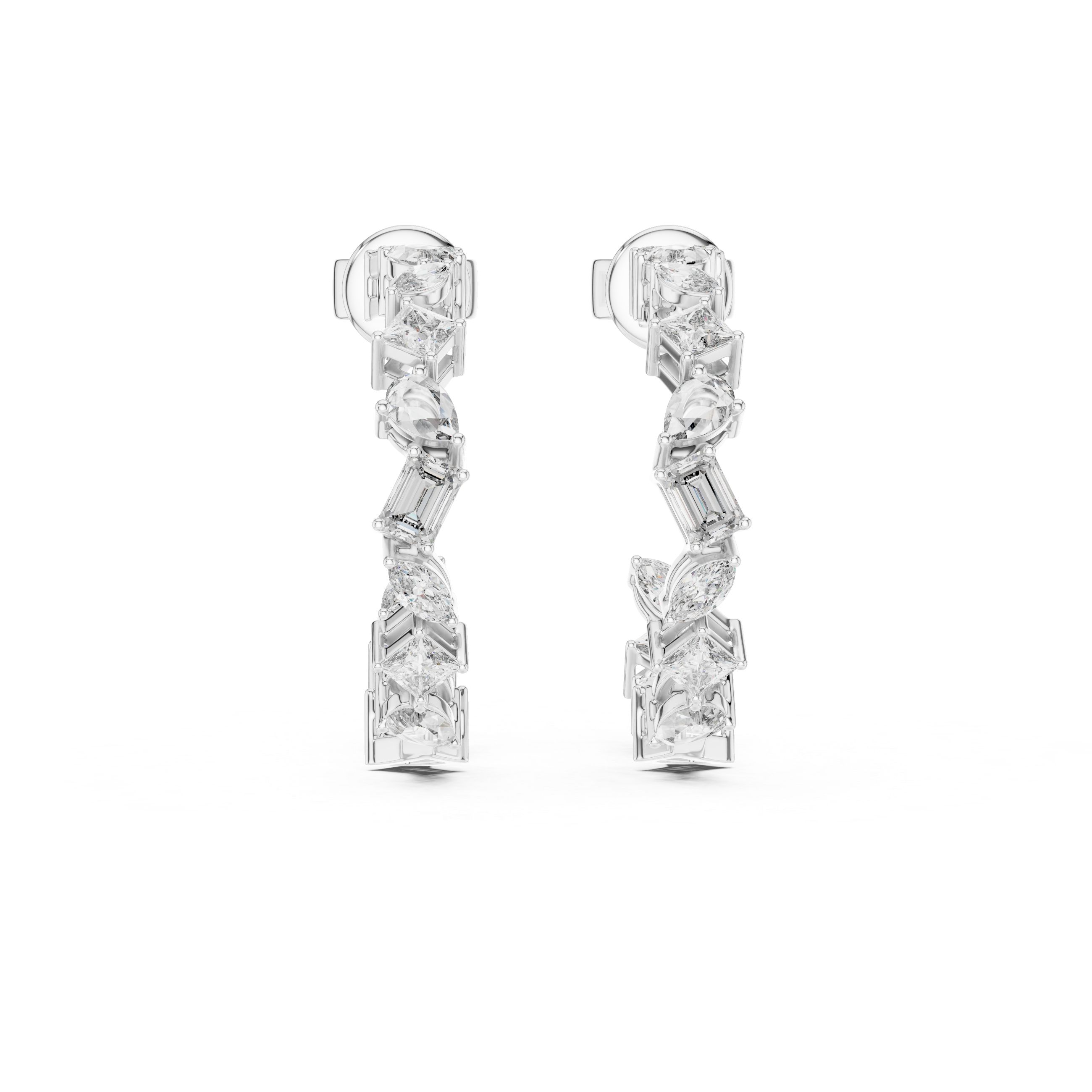 Glam Geometry Hoops-silver