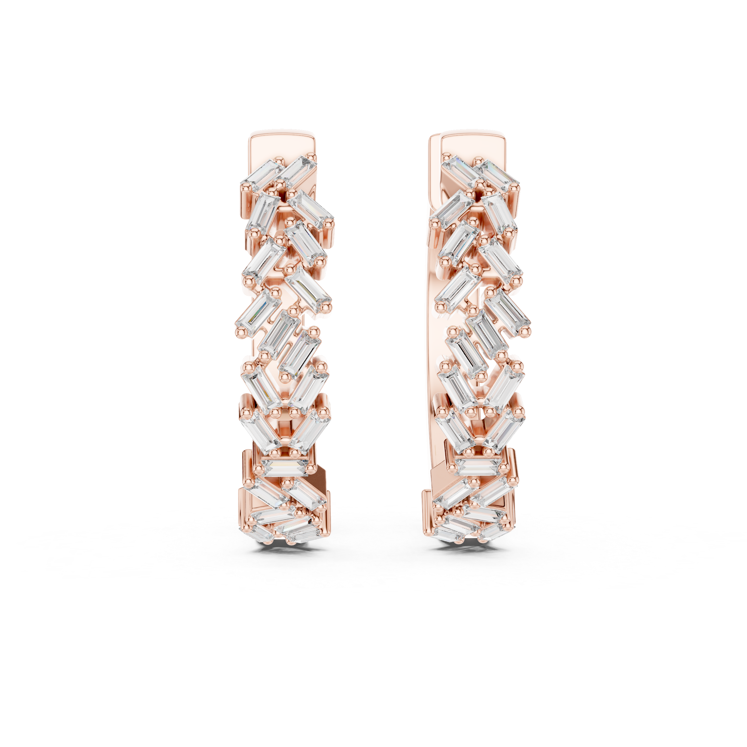 Baguette Bliss Hoops-silver