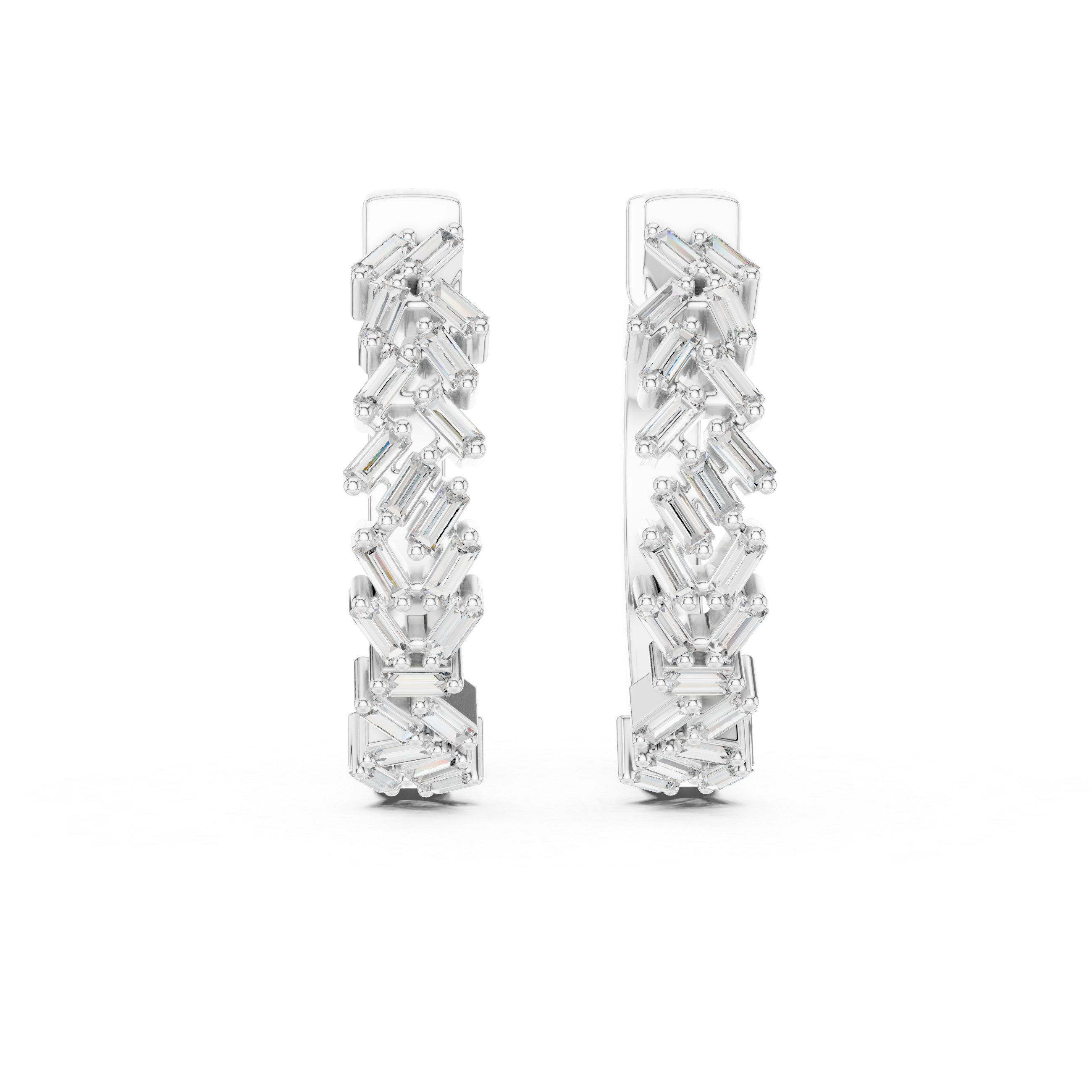 Baguette Bliss Hoops-silver