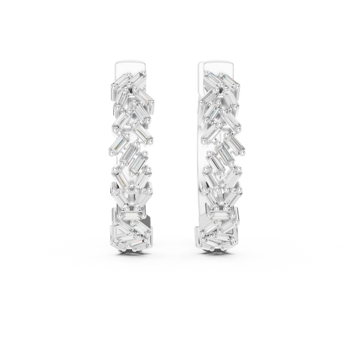 Baguette Bliss Hoops-silver