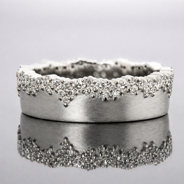 Silver Crest Diamond Band in silver with round diamonds by House of Vajr elegant diamond band ring