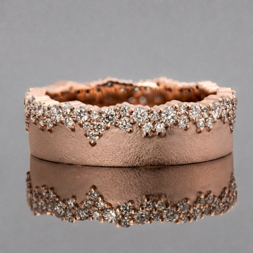 Rose Gold Crest Diamond Band-rose gold