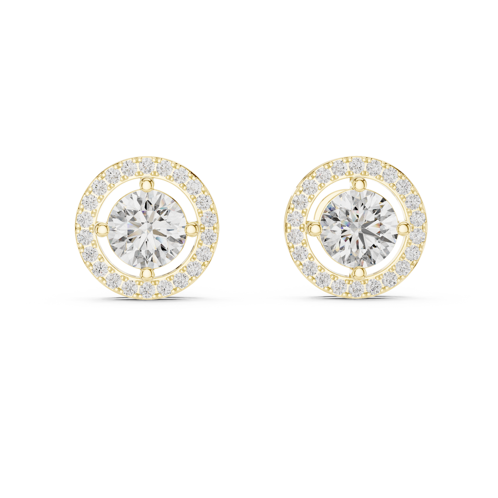 HaloSphere Signature Studs Gold Plated Halo Diamond Stud Earrings