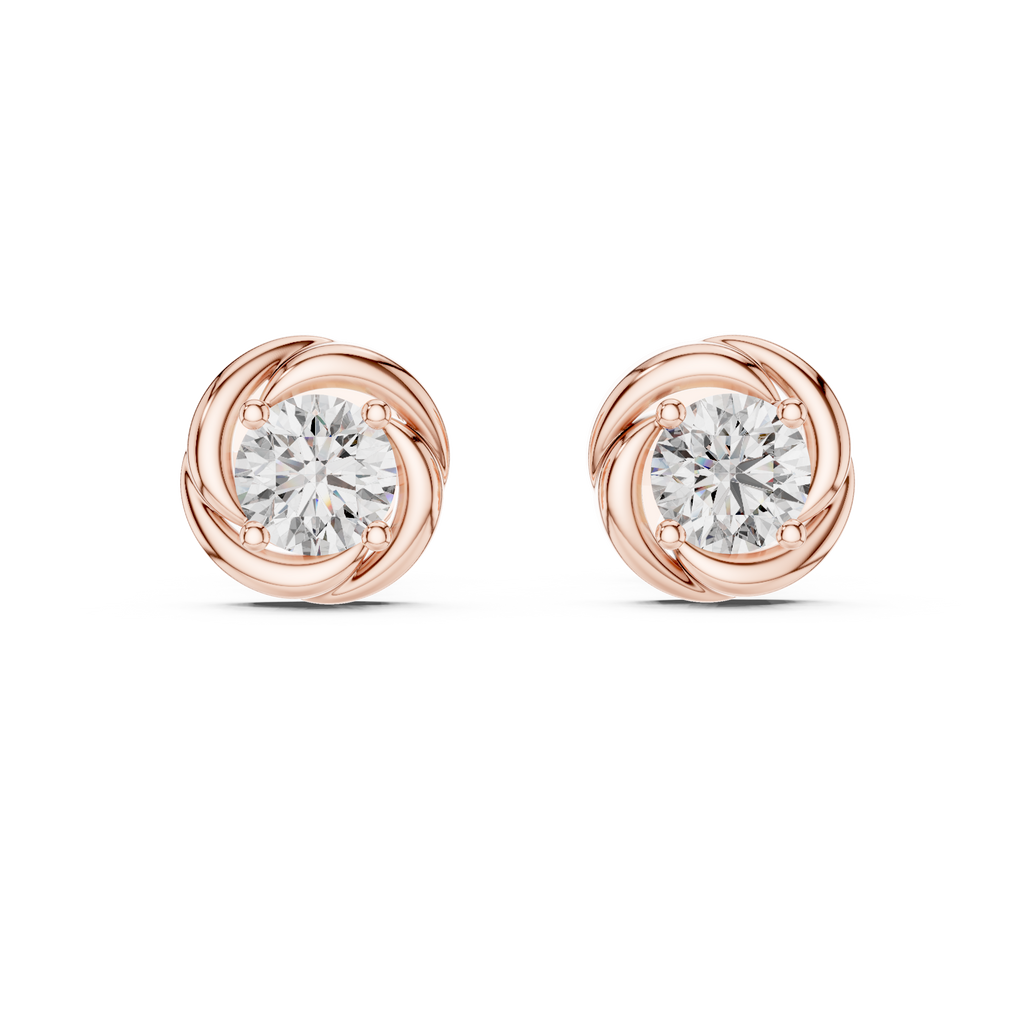 Radiant Twist Studs Rose Gold Plated Twisted Diamond Stud Earrings