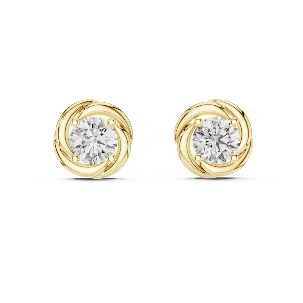 Radiant Twist Studs Gold Plated Twisted Diamond Stud Earrings