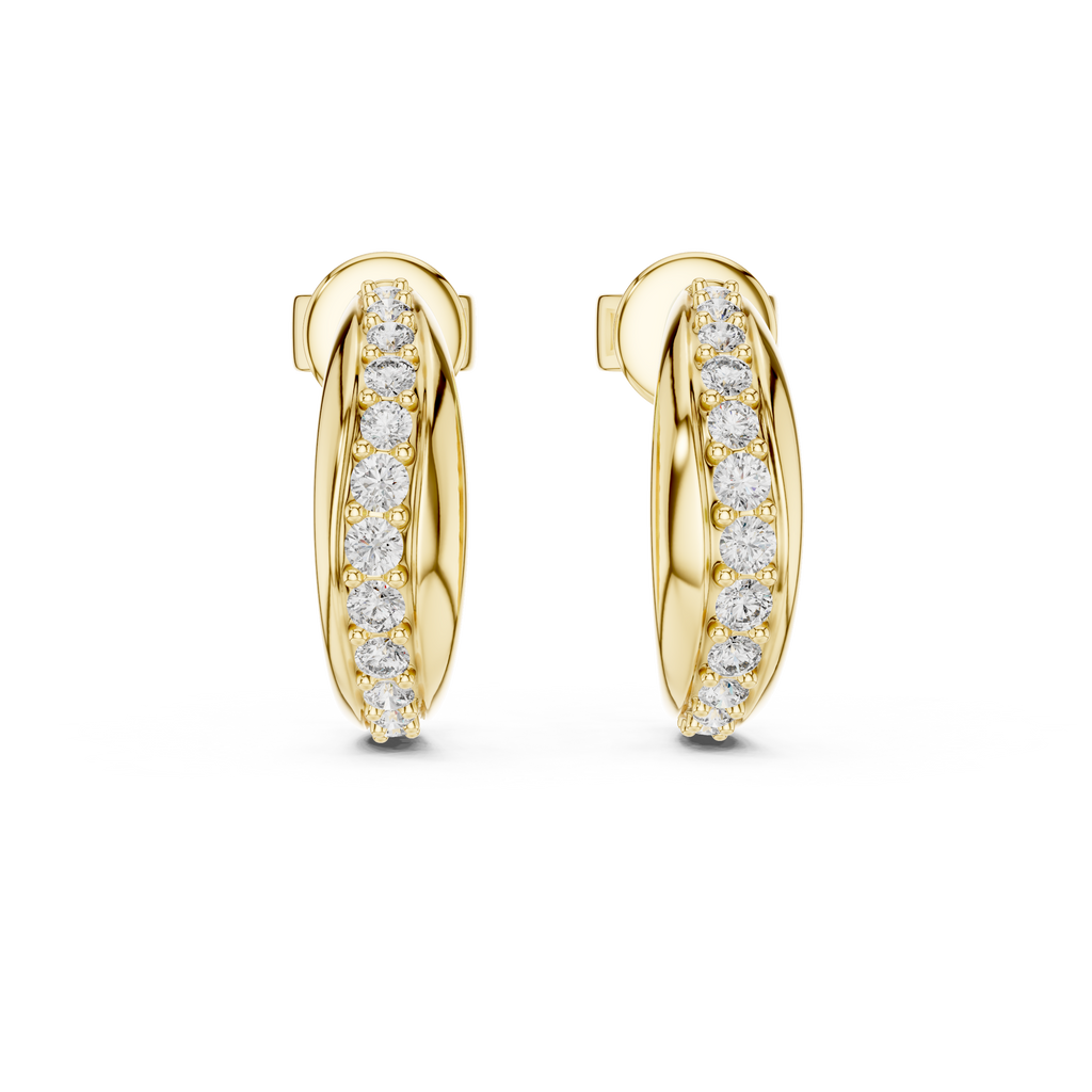 Celeste Curve Hoops Gold Plated Diamond Curved Hoop Earrings