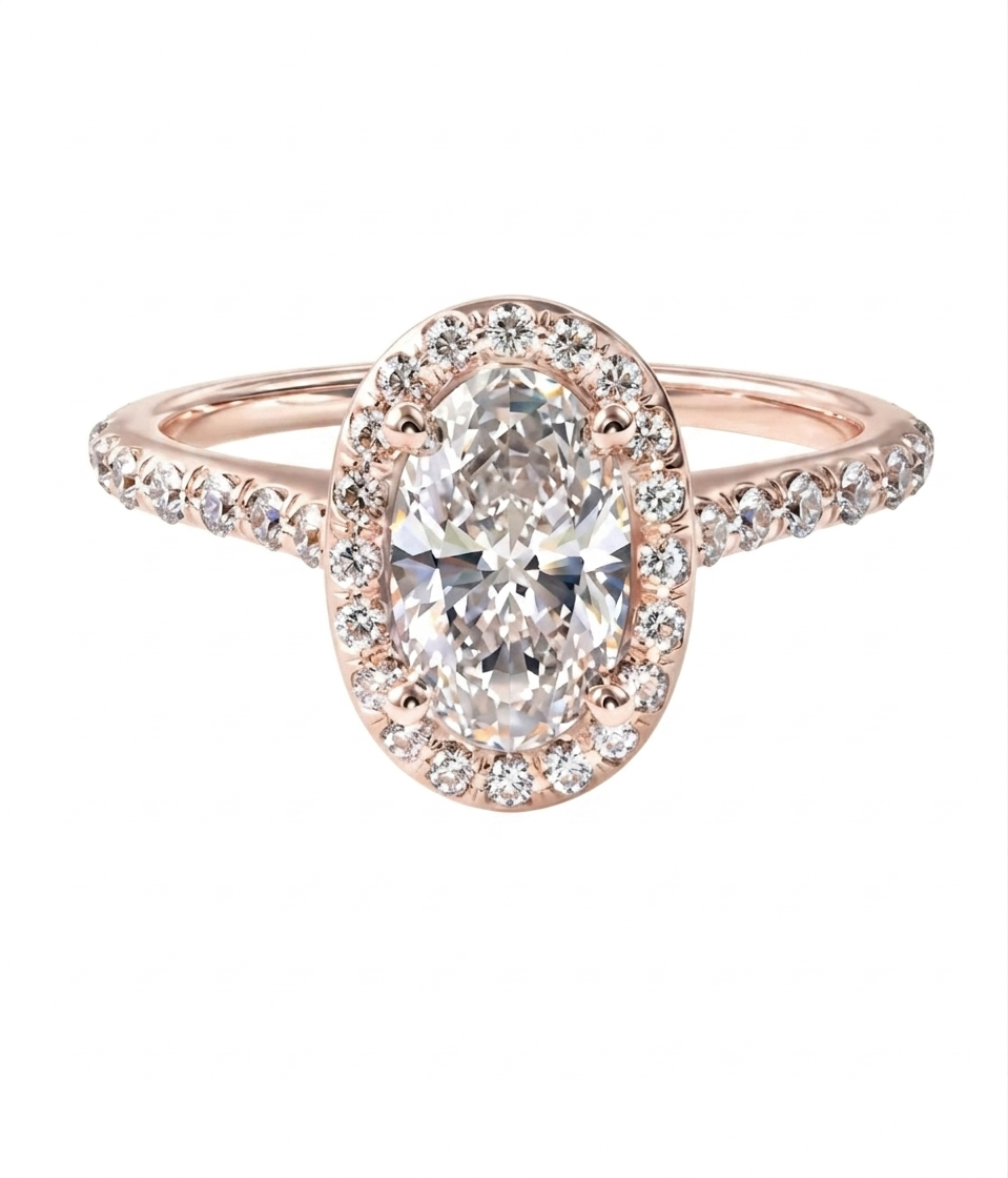Pavé Halo Ring-rose gold