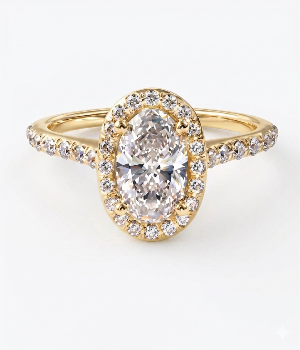 Pavé Halo Ring-gold