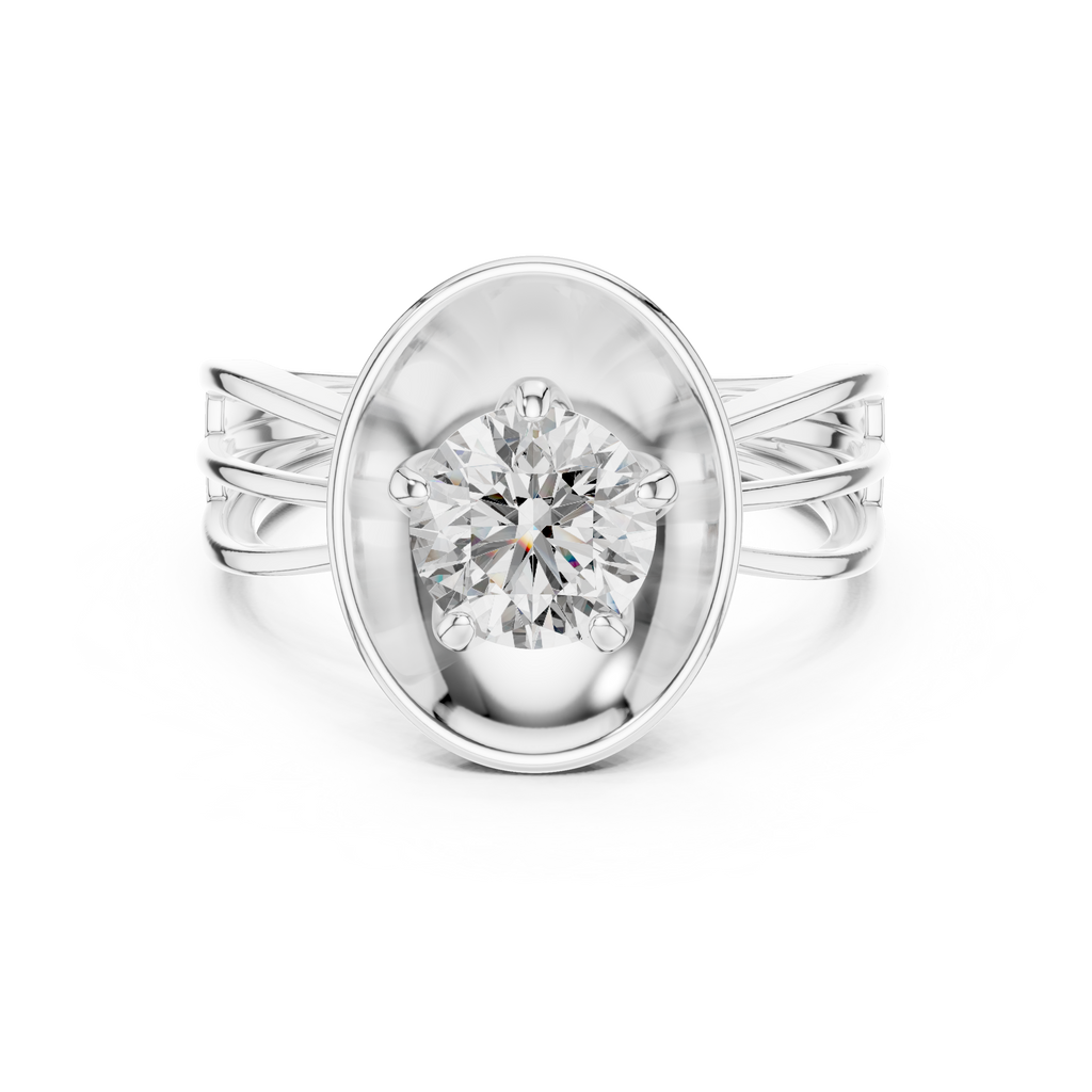 Oval Aura Solitaire-silver