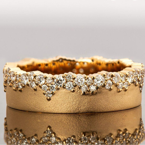 diamond crown band ring in gold with round diamonds by House of Vajr luxury diamond band