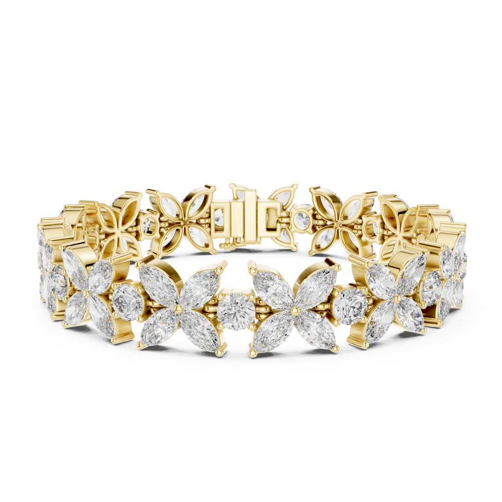 Marquise Garden Gold Plated Bracelet marquise floral diamond bracelet