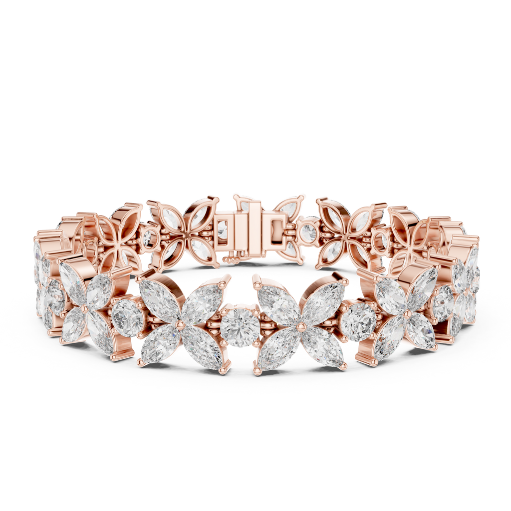 Marquise Garden Rose Gold Plated Bracelet marquise floral diamond bracelet