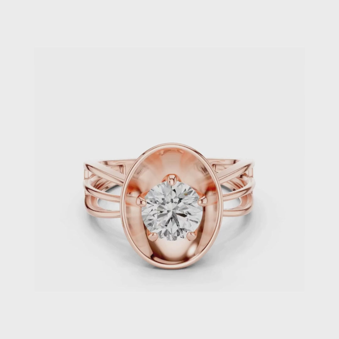 Oval Aura Solitaire-silver