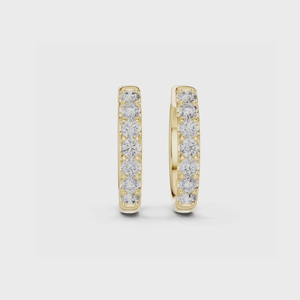 Luminous Diamond Huggies Gold Plated Sparkling Hoop Earrings