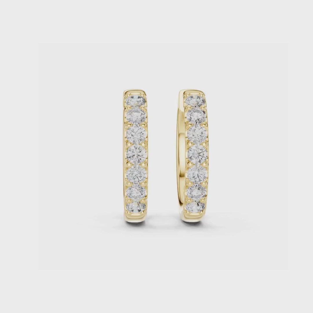 Luminous Diamond Huggies Gold Plated Sparkling Hoop Earrings