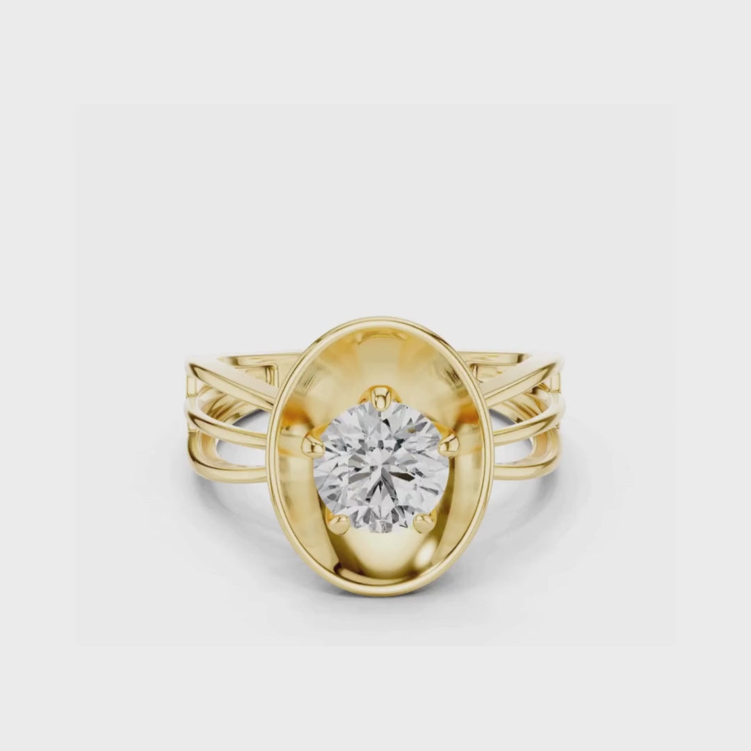 Oval Aura Solitaire-silver