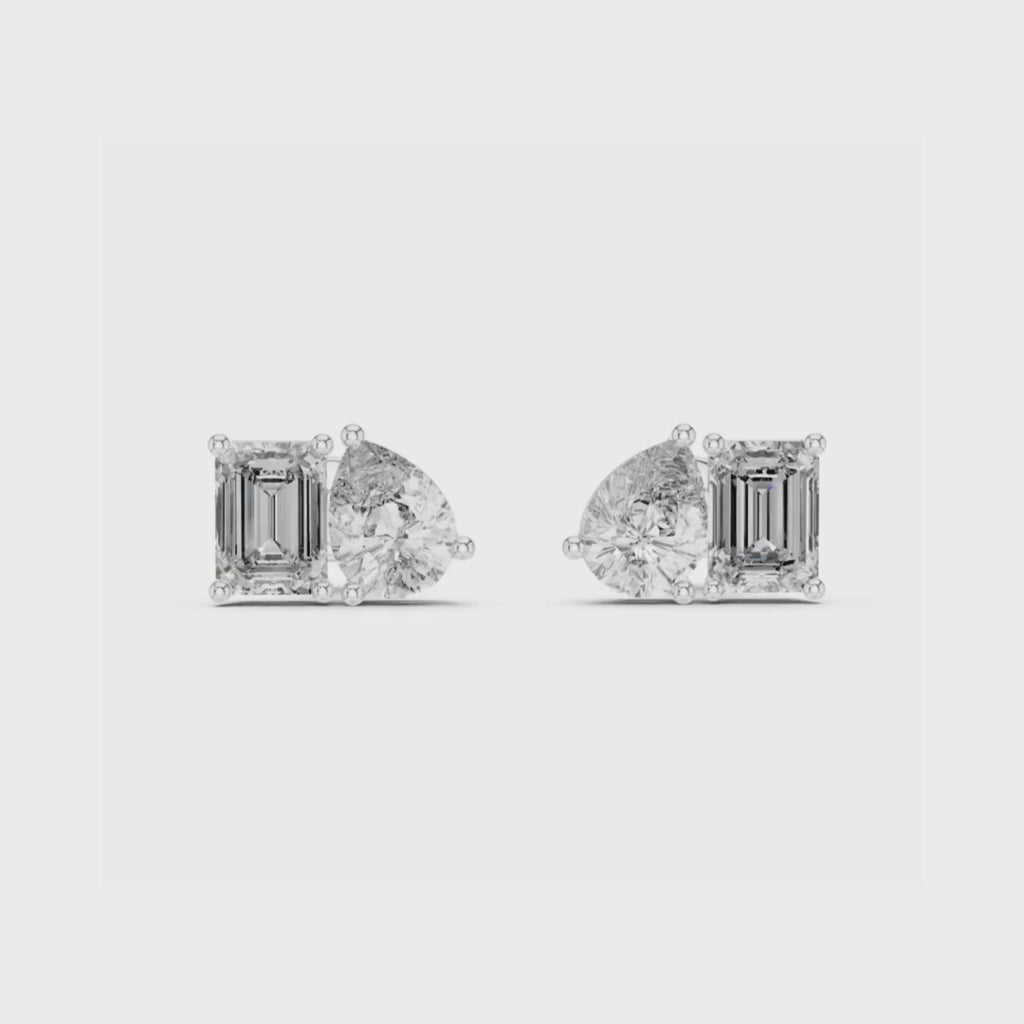 Twin Radiance Studs-silver