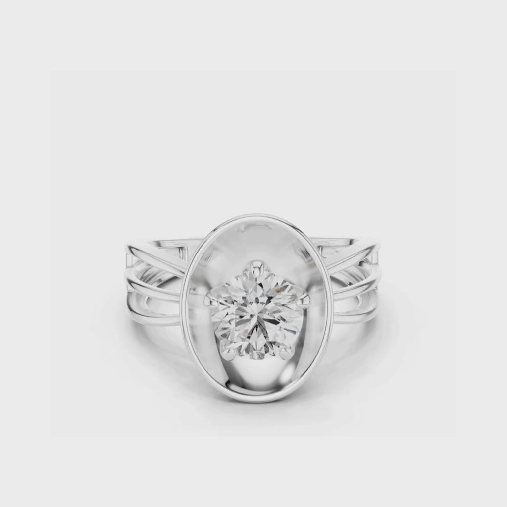 Oval Aura Solitaire-silver