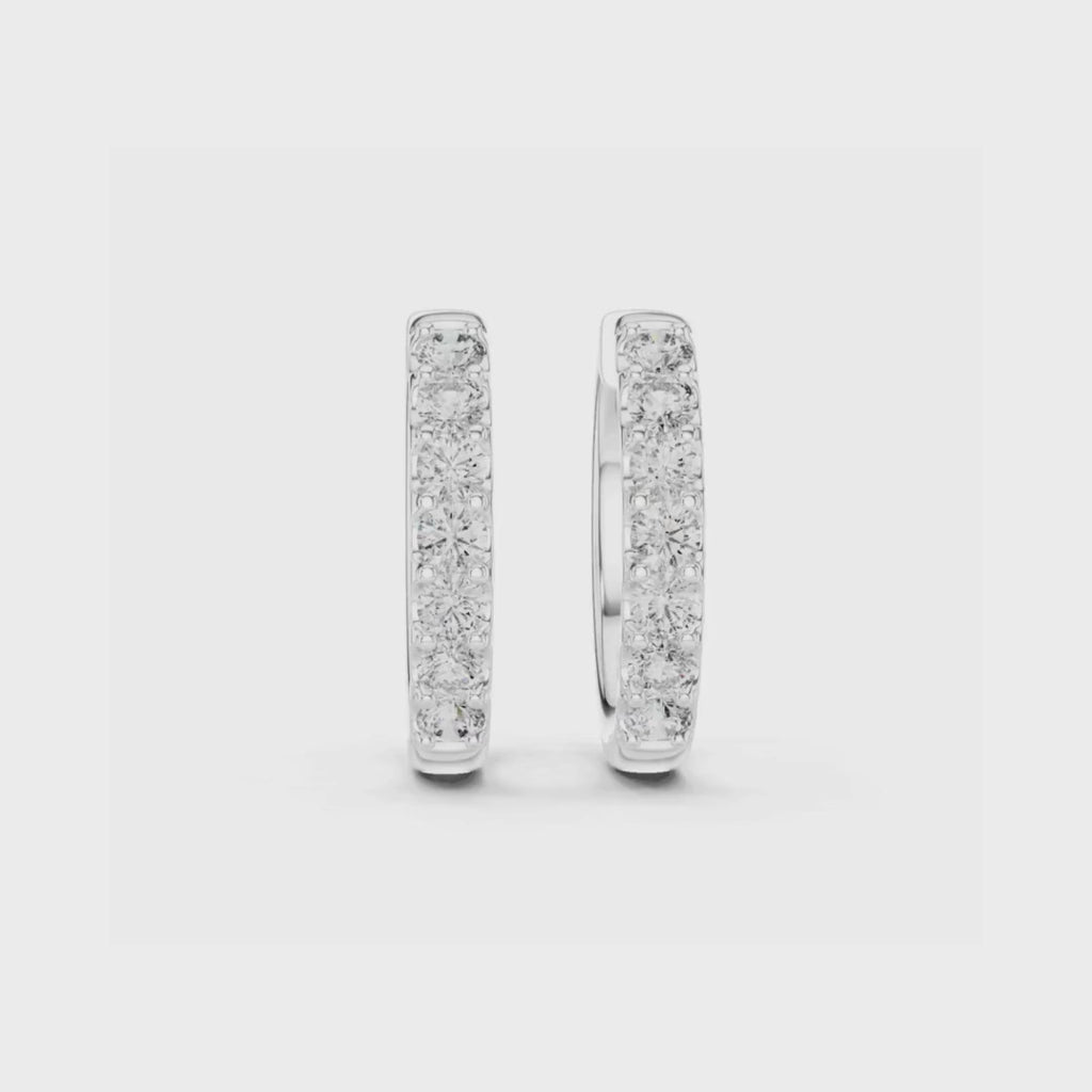 Luminous Diamond Huggies Silver Sparkling Hoop Earrings