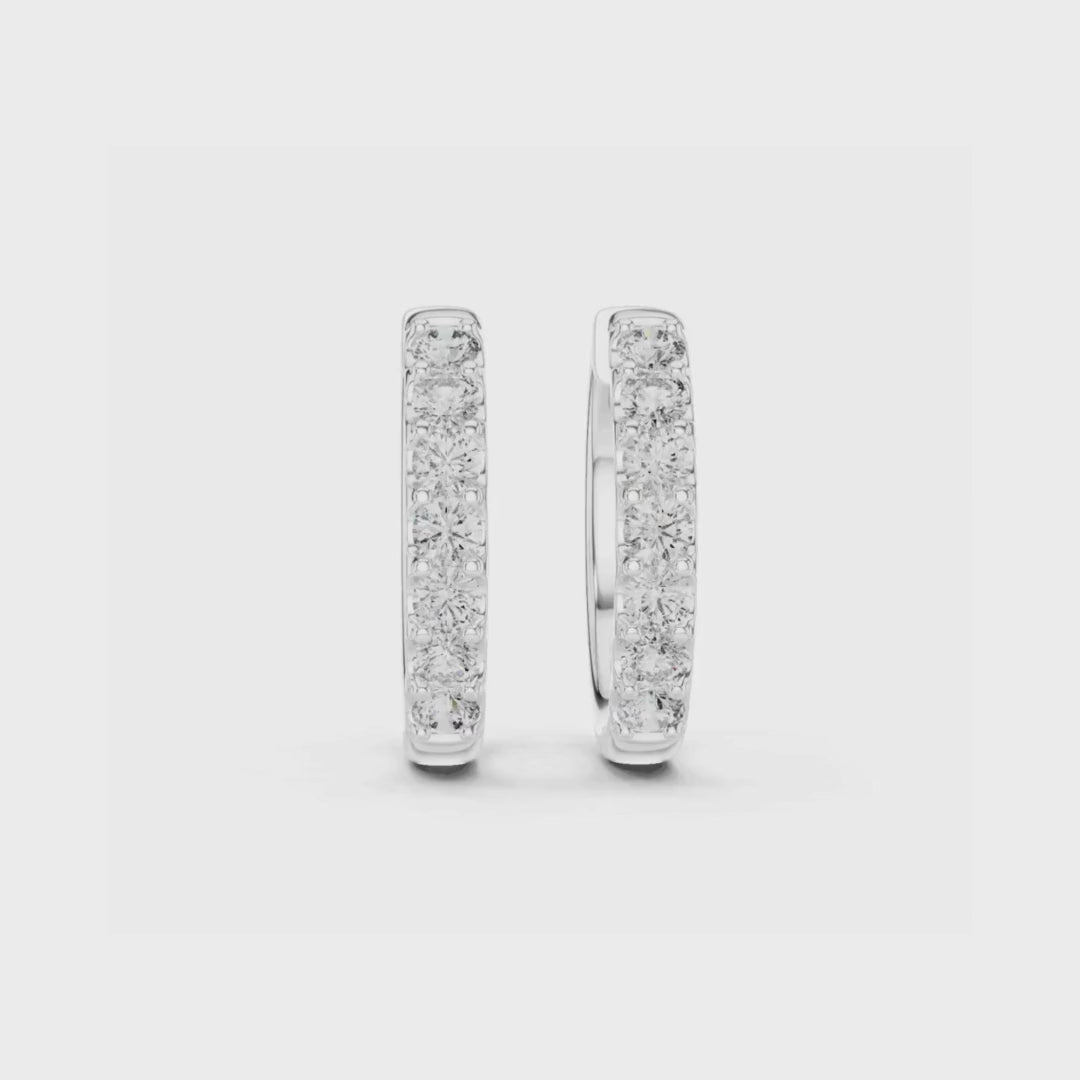Luminous Diamond Huggies Silver Sparkling Hoop Earrings